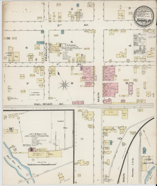 Sanborn Fire Insurance Map from Franklin, Independent Cities, Virginia. (1885) – Historic Sanborn Fire Insurance Map Print