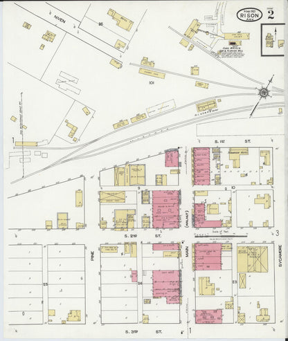 Sanborn Fire Insurance Map from Rison, Cleveland County, Arkansas (1921), Sheet #0002 - Complete Map Set gallery image, historic Sanborn map, vintage wall art, Arkansas Arkansas