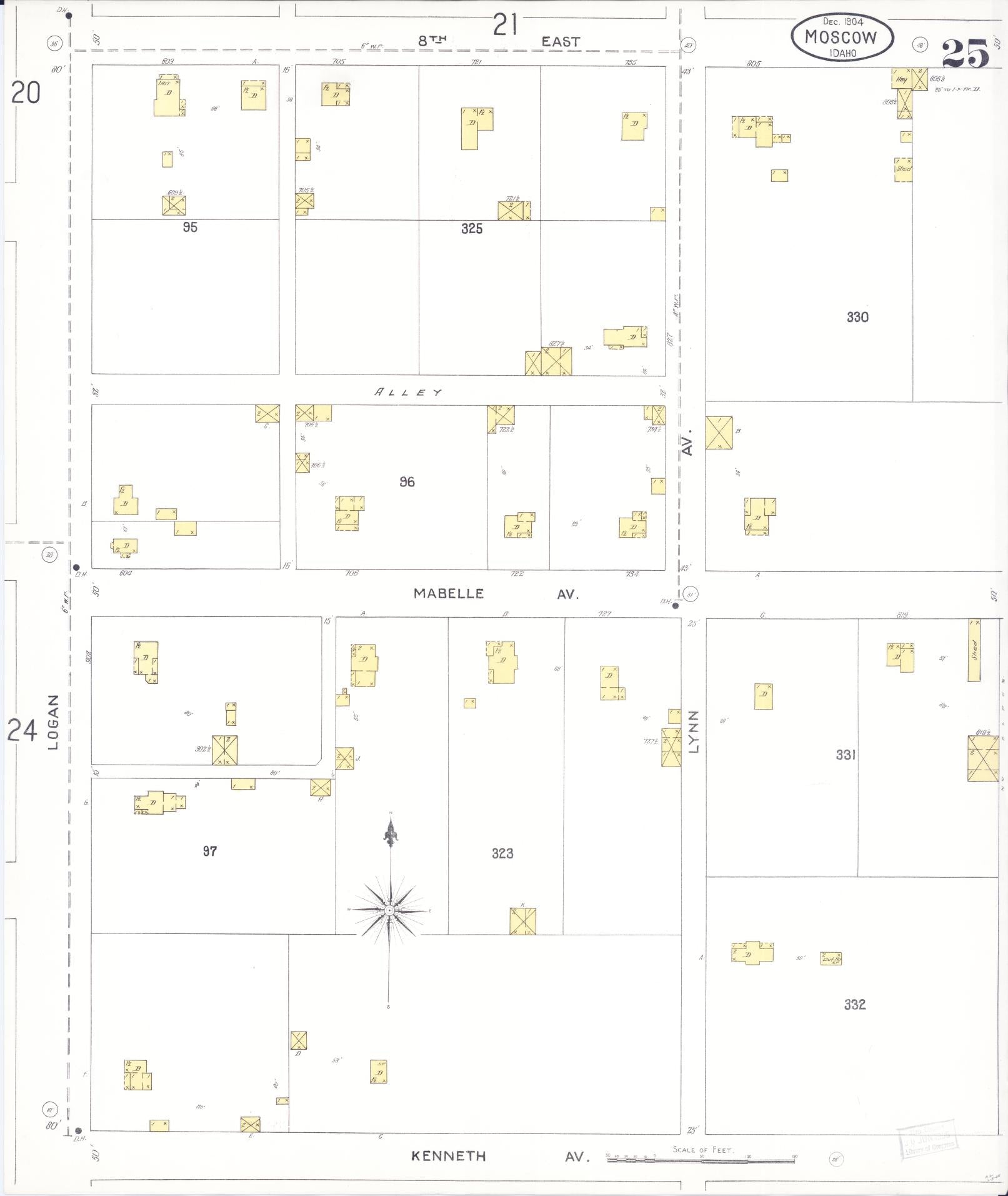 Sanborn Fire Insurance Map from Moscow, Latah County, Idaho (1904), Sheet #0025 - Complete Map Set gallery image, historic Sanborn map, vintage wall art, Idaho Idaho