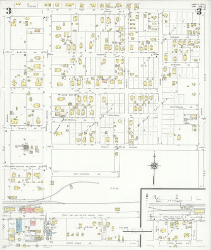 Sanborn Fire Insurance Map from Liberty, Liberty County, Texas (1938), Sheet #0003 - Historic Sanborn Fire Insurance Map Print, vintage old map wall art, antique decor, genealogy gift, Texas Texas map