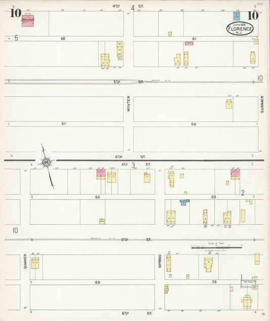 Sanborn Fire Insurance Map from Florence, Burlington County, New Jersey (1926), Sheet #0010 - Historic Sanborn Fire Insurance Map Print, vintage old map wall art, antique decor, genealogy gift, New Jersey New Jersey map