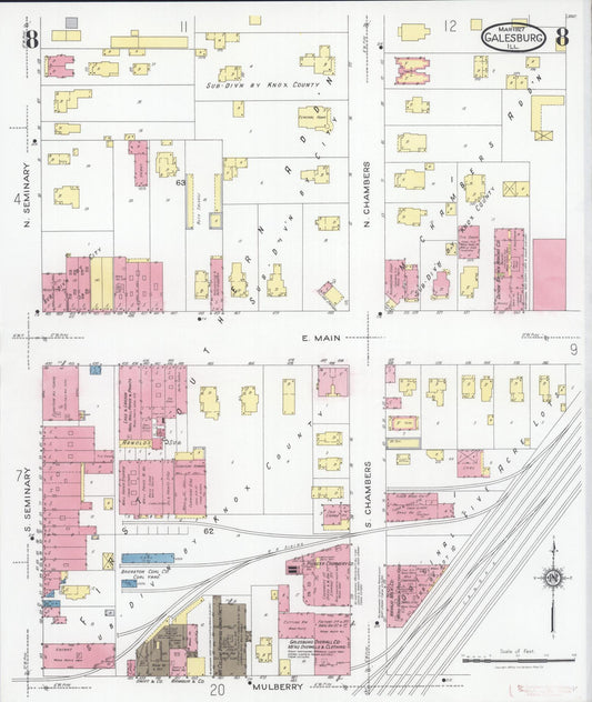 Sanborn Fire Insurance Map from Galesburg, Knox County, Illinois (1927), Sheet #0008 - Historic Sanborn Fire Insurance Map Print, vintage old map wall art, antique decor, genealogy gift, Illinois Illinois map