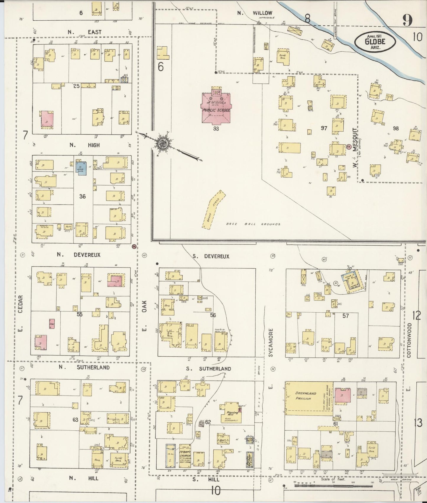 Sanborn Fire Insurance Map from Globe, Gila County, Arizona (1911), Sheet #0009 - Historic Sanborn Fire Insurance Map Print, vintage old map wall art, antique decor, genealogy gift, Arizona Arizona map