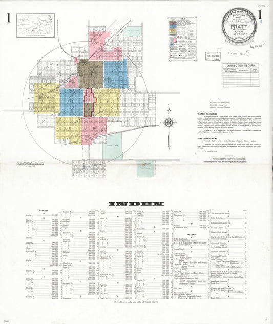 Sanborn Fire Insurance Map from Pratt, Pratt County, Kansas (1935), Sheet #0001 - Historic Sanborn Fire Insurance Map Print, vintage old map wall art, antique decor, genealogy gift, Kansas Kansas map