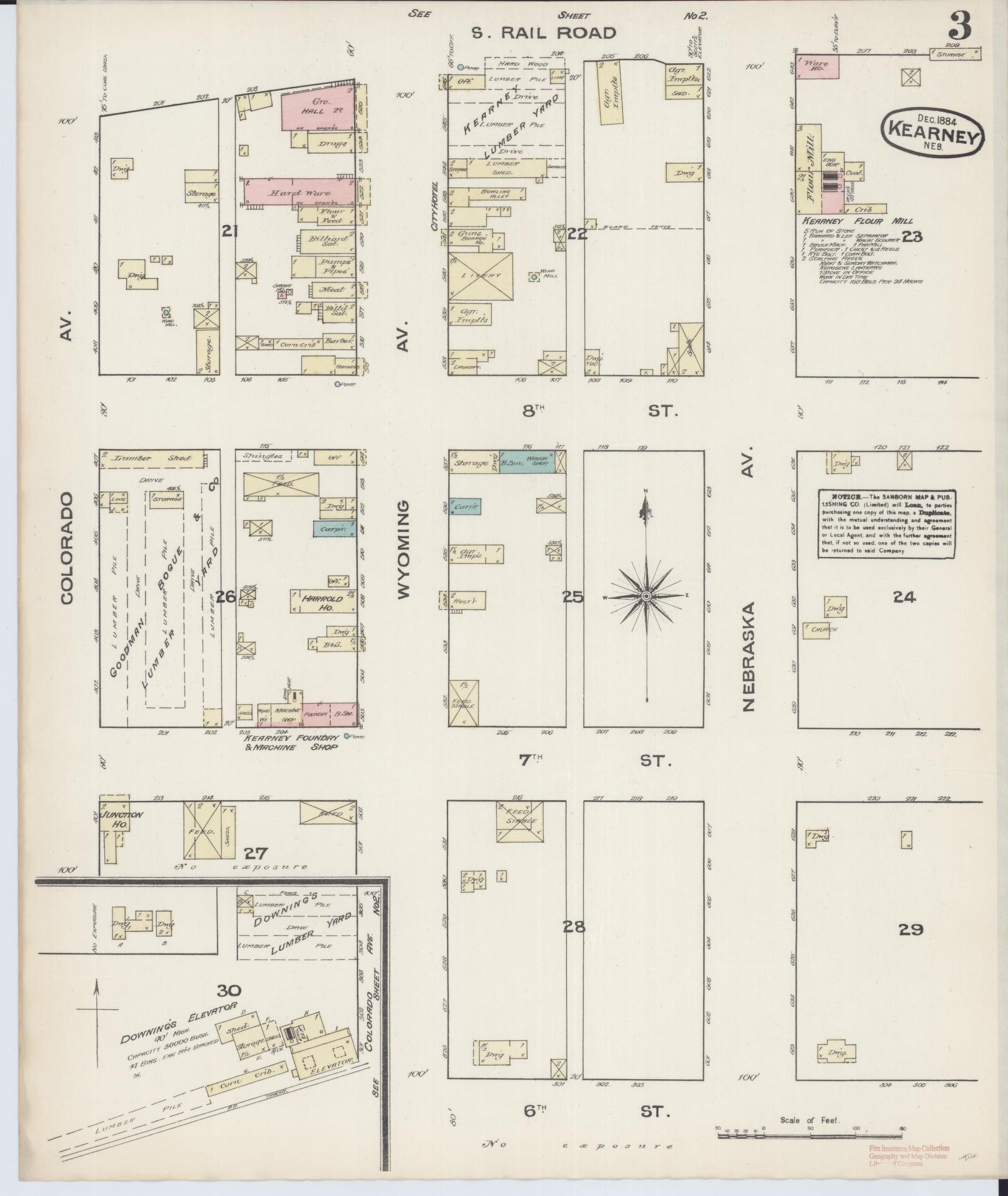 Sanborn Fire Insurance Map from Kearney, Buffalo County, Nebraska (1884), Sheet #0003 - Complete Map Set gallery image, historic Sanborn map, vintage wall art, Nebraska Nebraska