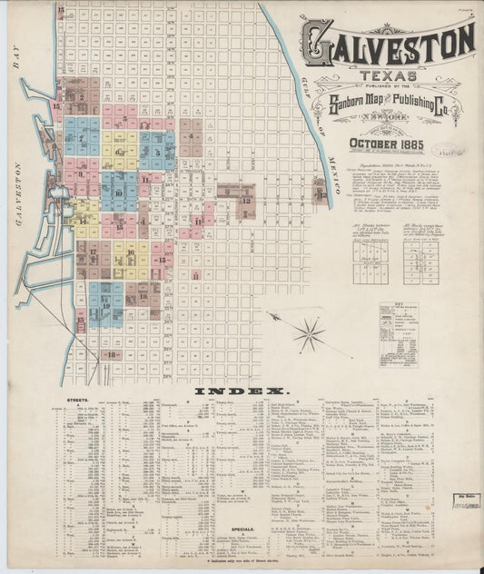 Sanborn Fire Insurance Map from Galveston, Galveston County, Texas (1885), Sheet #0001 - Complete Map Set gallery image, historic Sanborn map, vintage wall art, Texas Texas