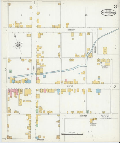 Sanborn Fire Insurance Map from McConnellsburgh, Fulton County, Pennsylvania (1899), Sheet #0003 - Historic Sanborn Fire Insurance Map Print, vintage old map wall art, antique decor, genealogy gift, Pennsylvania Pennsylvania map