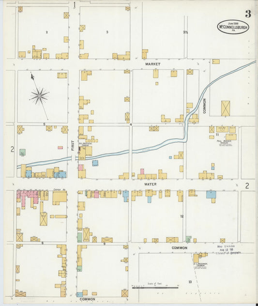 Sanborn Fire Insurance Map from McConnellsburgh, Fulton County, Pennsylvania (1899), Sheet #0003 - Historic Sanborn Fire Insurance Map Print, vintage old map wall art, antique decor, genealogy gift, Pennsylvania Pennsylvania map