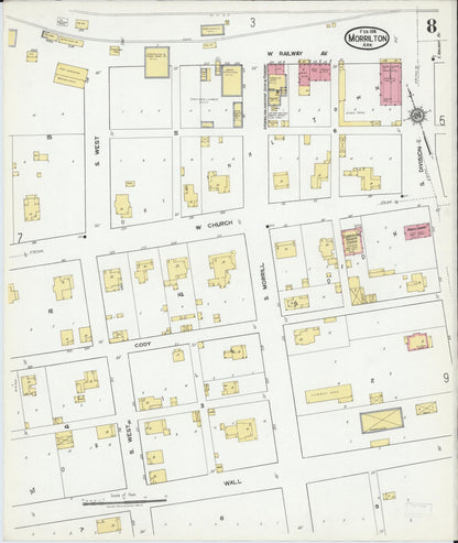 Sanborn Fire Insurance Map from Morrilton, Conway County, Arkansas (1919), Sheet #0008 - Complete Map Set gallery image, historic Sanborn map, vintage wall art, Arkansas Arkansas