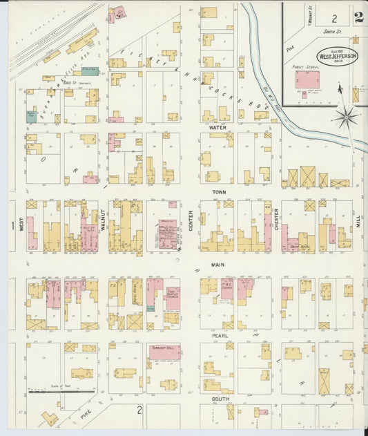 Sanborn Fire Insurance Map from West Jefferson, Madison County, Ohio (1901), Sheet #0002 - Historic Sanborn Fire Insurance Map Print, vintage old map wall art, antique decor, genealogy gift, Ohio Ohio map