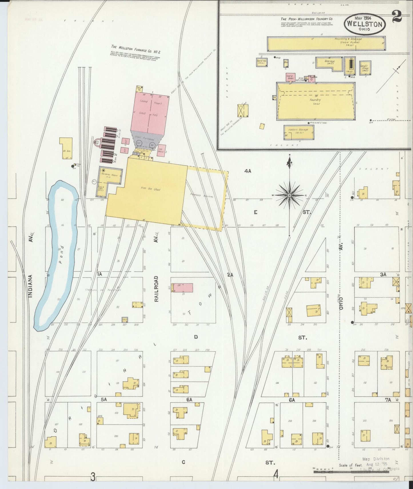Sanborn Fire Insurance Map from Wellston, Jackson County, Ohio (1904), Sheet #0002 - Complete Map Set gallery image, historic Sanborn map, vintage wall art, Ohio Ohio