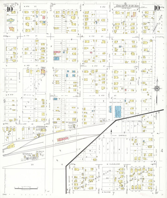 Sanborn Fire Insurance Map from Pratt, Pratt County, Kansas (1935), Sheet #0010 - Historic Sanborn Fire Insurance Map Print, vintage old map wall art, antique decor, genealogy gift, Kansas Kansas map
