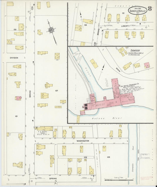Sanborn Fire Insurance Map from Schuylerville, Saratoga County, New York (1912), Sheet #0008 - Historic Sanborn Fire Insurance Map Print, vintage old map wall art, antique decor, genealogy gift, New York New York map