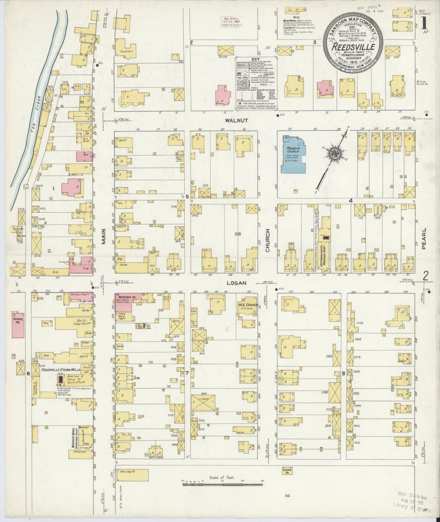 Sanborn Fire Insurance Map from Reedsville, Mifflin County, Pennsylvania (1910), Sheet #0001 - Complete Map Set gallery image, historic Sanborn map, vintage wall art, Pennsylvania Pennsylvania