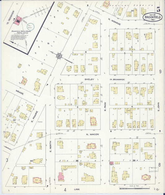 Sanborn Fire Insurance Map from Brookfield, Linn County, Missouri (1911), Sheet #0005 - Historic Sanborn Fire Insurance Map Print, vintage old map wall art, antique decor, genealogy gift, Missouri Missouri map