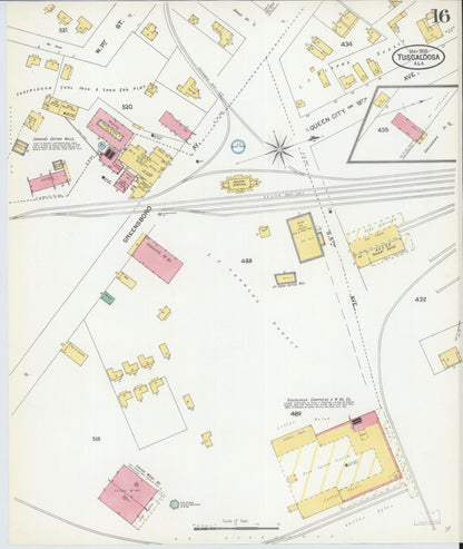 Sanborn Fire Insurance Map from Tuscaloosa, Tuscaloosa County, Alabama (1905), Sheet #0016 - Complete Map Set gallery image, historic Sanborn map, vintage wall art, Alabama Alabama