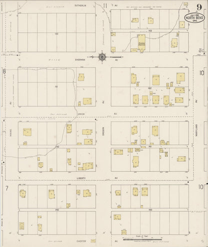 Sanborn Fire Insurance Map from North Bend, Coos County, Oregon (1920), Sheet #0009 - Complete Map Set gallery image, historic Sanborn map, vintage wall art, Oregon Oregon