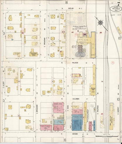 Sanborn Fire Insurance Map from Ritzville, Adams County, Washington (1939), Sheet #0007 - Complete Map Set gallery image, historic Sanborn map, vintage wall art, Washington Washington