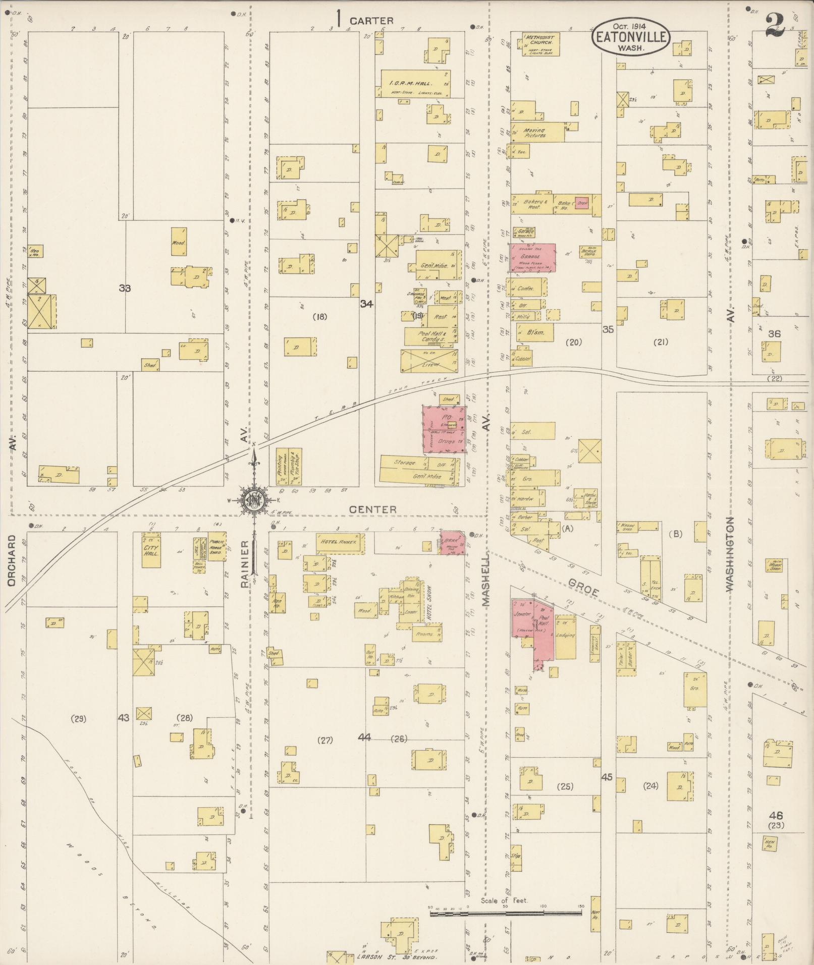 Sanborn Fire Insurance Map from Eatonville, Pierce County, Washington (1914), Sheet #0002 - Complete Map Set gallery image, historic Sanborn map, vintage wall art, Washington Washington