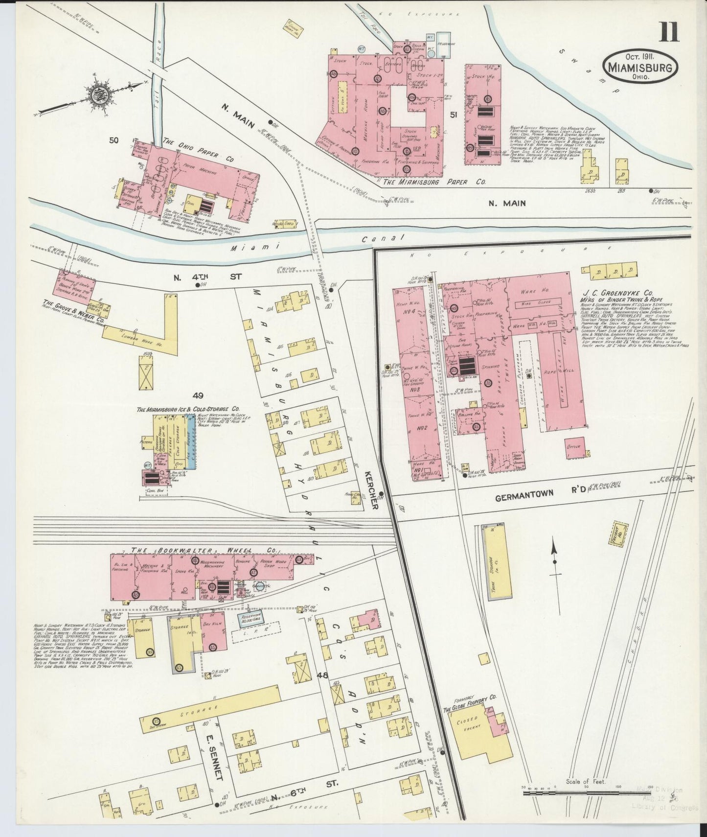 Sanborn Fire Insurance Map from Miamisburg, Montgomery County, Ohio (1911), Sheet #0011 - Historic Sanborn Fire Insurance Map Print, vintage old map wall art, antique decor, genealogy gift, Ohio Ohio map