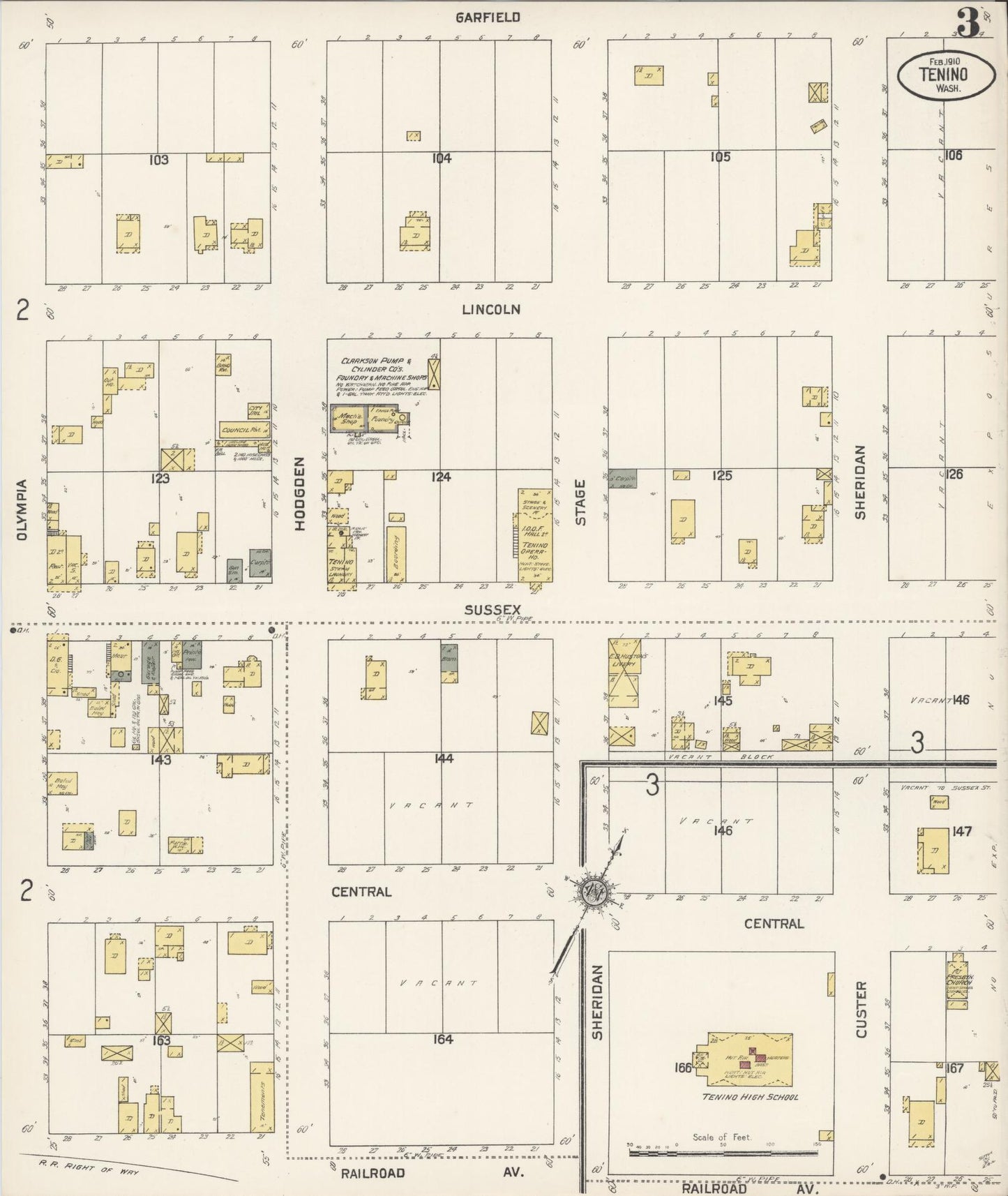 Sanborn Fire Insurance Map from Tenino, Thurston County, Washington (1910), Sheet #0003 - Complete Map Set gallery image, historic Sanborn map, vintage wall art, Washington Washington