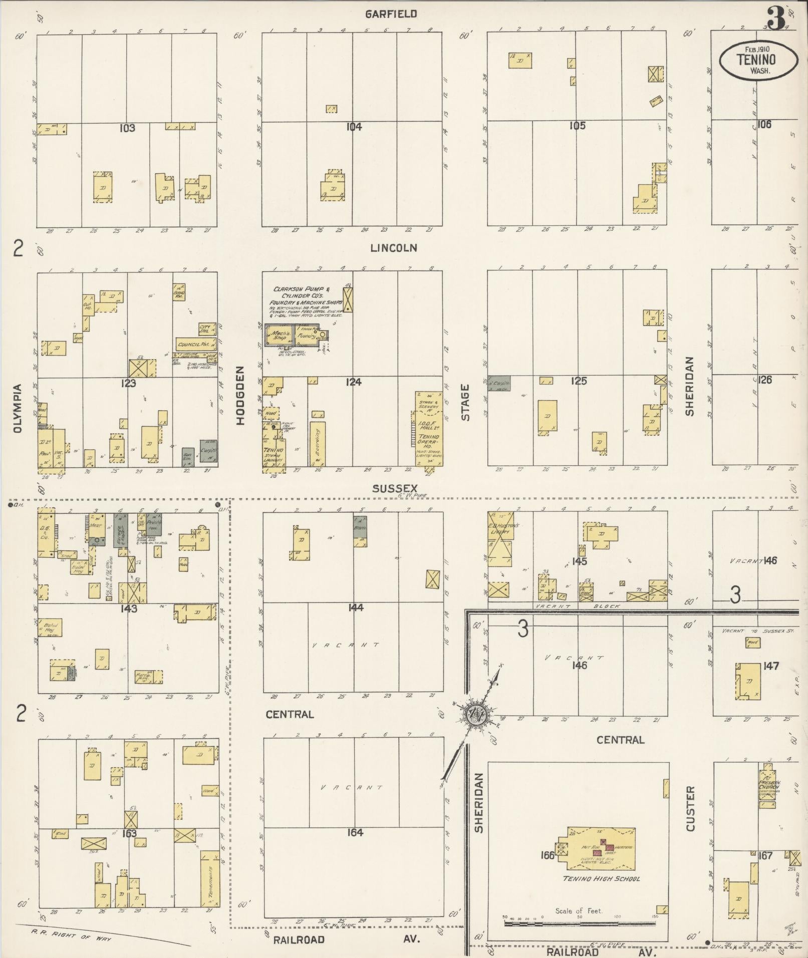 Sanborn Fire Insurance Map from Tenino, Thurston County, Washington (1910), Sheet #0003 - Complete Map Set gallery image, historic Sanborn map, vintage wall art, Washington Washington