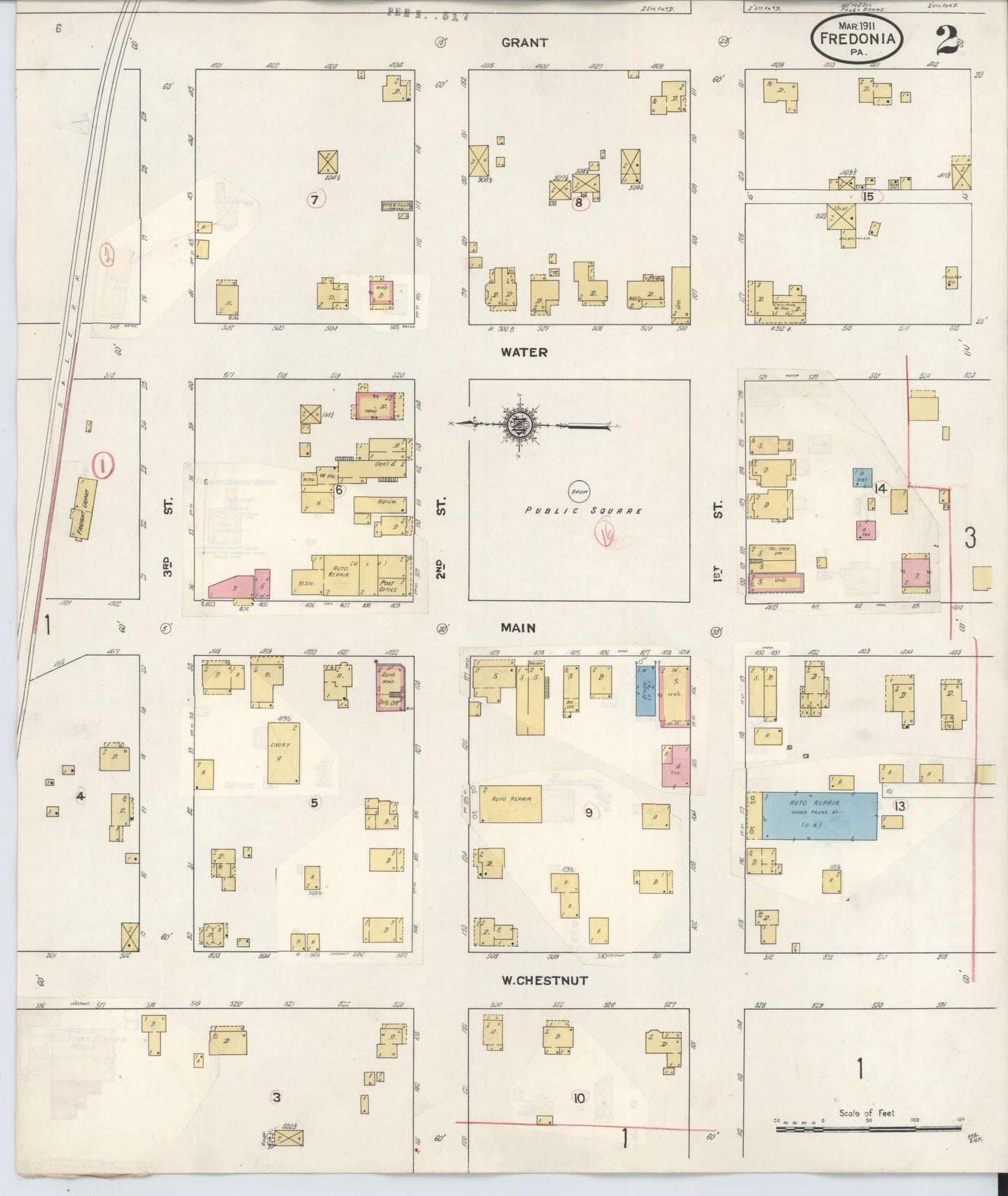 Sanborn Fire Insurance Map from Fredonia, Mercer County, Pennsylvania (1929), Sheet #0002 - Historic Sanborn Fire Insurance Map Print, vintage old map wall art, antique decor, genealogy gift, Pennsylvania Pennsylvania map