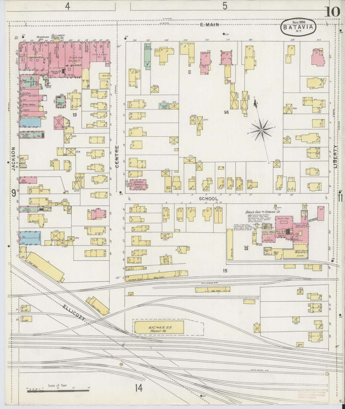 Sanborn Fire Insurance Map from Batavia, Genesee County, New York (1896), Sheet #0010 - Historic Sanborn Fire Insurance Map Print, vintage old map wall art, antique decor, genealogy gift, New York New York map