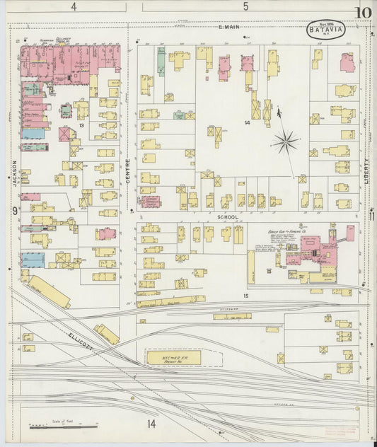 Sanborn Fire Insurance Map from Batavia, Genesee County, New York (1896), Sheet #0010 - Historic Sanborn Fire Insurance Map Print, vintage old map wall art, antique decor, genealogy gift, New York New York map