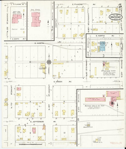 Sanborn Fire Insurance Map from Winterset, Madison County, Iowa (1916), Sheet #0005 - Historic Sanborn Fire Insurance Map Print, vintage old map wall art