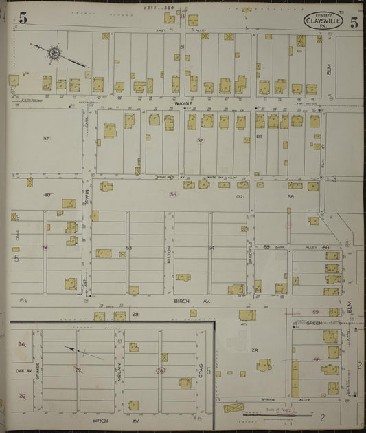 Sanborn Fire Insurance Map from Claysville, Washington County, Pennsylvania (1943), Sheet #0005 - Historic Sanborn Fire Insurance Map Print, vintage old map wall art, antique decor, genealogy gift, Pennsylvania Pennsylvania map