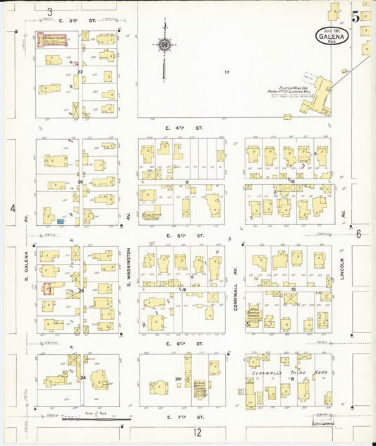 Sanborn Fire Insurance Map from Galena, Cherokee County, Kansas (1911), Sheet #0005 - Historic Sanborn Fire Insurance Map Print, vintage old map wall art, antique decor, genealogy gift, Kansas Kansas map