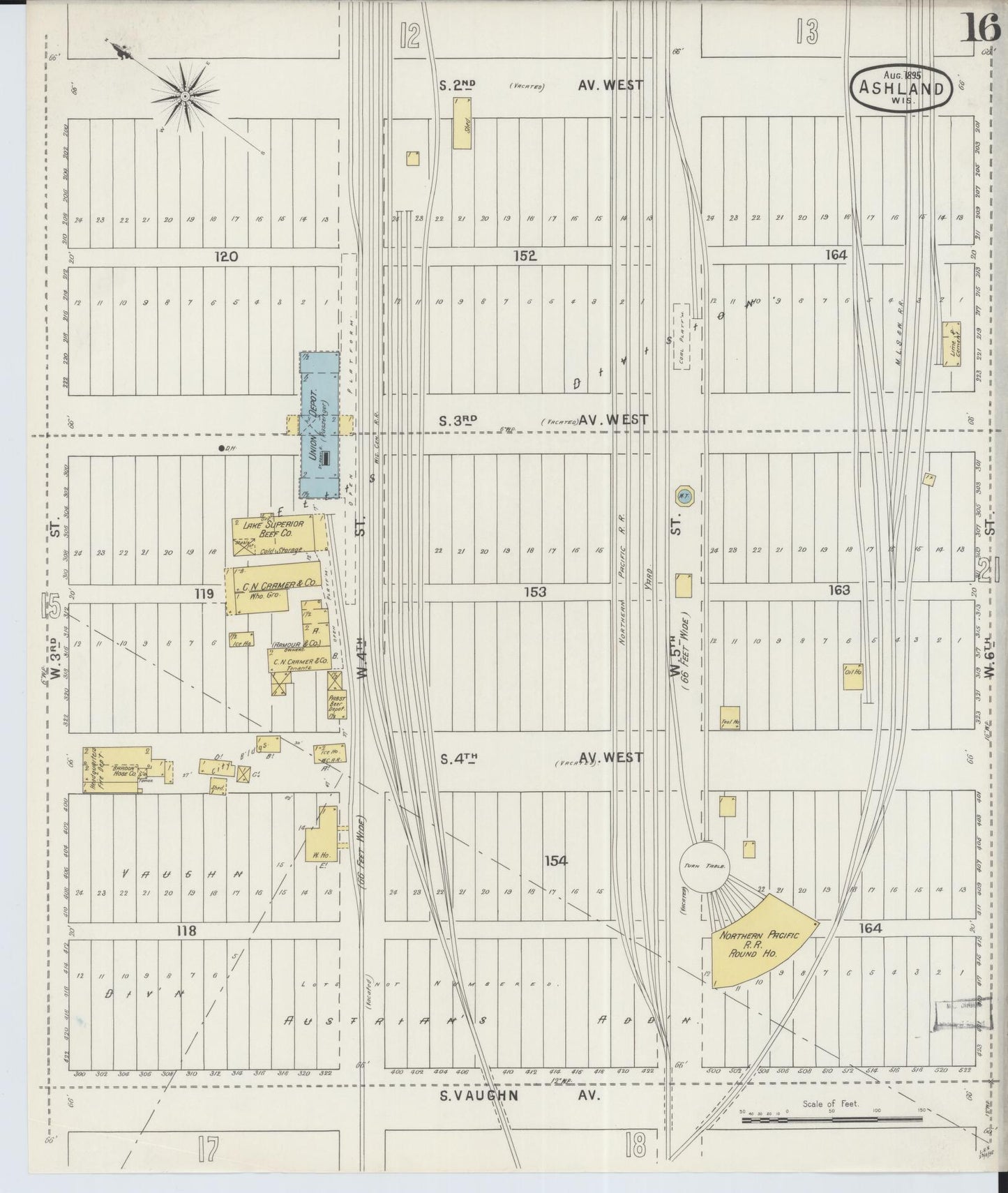 Sanborn Fire Insurance Map from Ashland, Ashland County, Wisconsin (1895), Sheet #0016 - Complete Map Set gallery image, historic Sanborn map, vintage wall art, Wisconsin Wisconsin