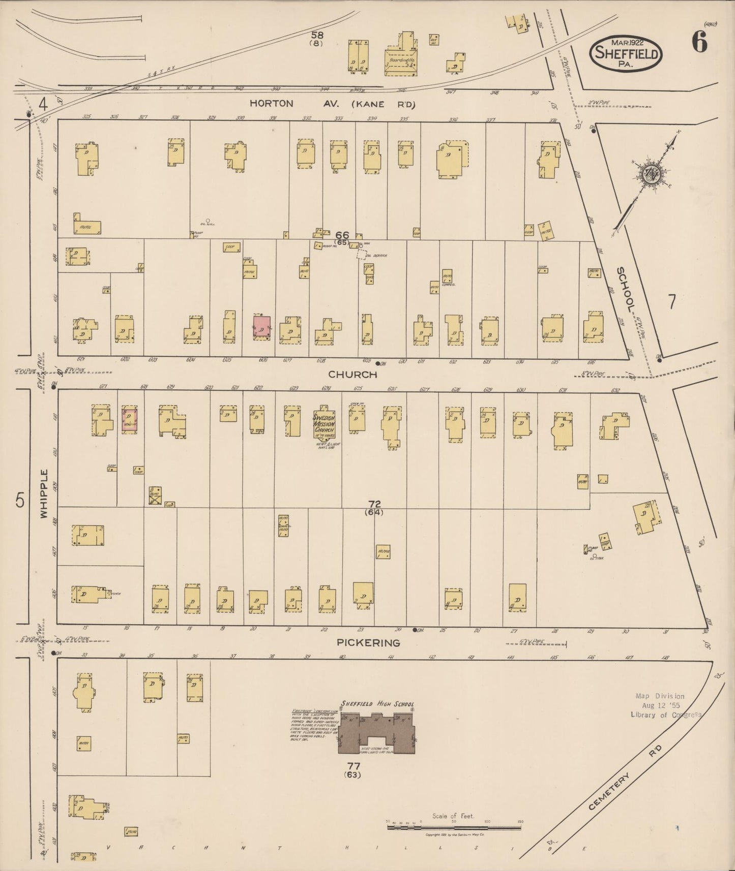 Sanborn Fire Insurance Map from Sheffield, Warren County, Pennsylvania (1922), Sheet #0006 - Complete Map Set gallery image, historic Sanborn map, vintage wall art, Pennsylvania Pennsylvania