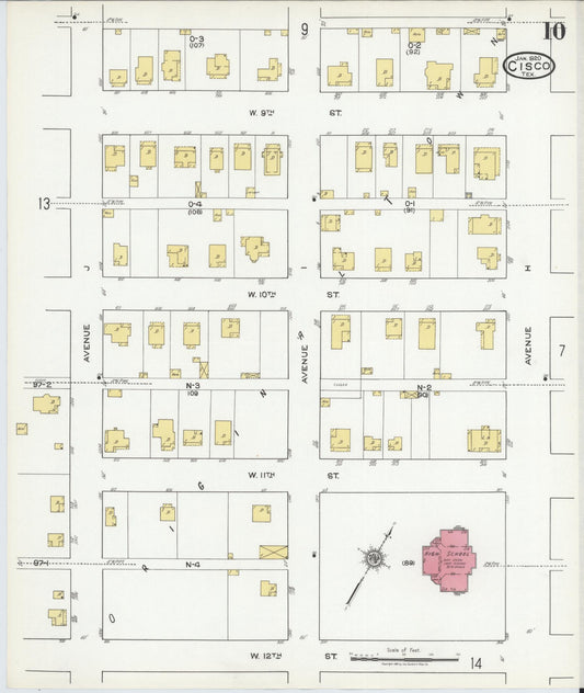 Sanborn Fire Insurance Map from Cisco, Eastland County, Texas (1920), Sheet #0010 - Historic Sanborn Fire Insurance Map Print, vintage old map wall art, antique decor, genealogy gift, Texas Texas map