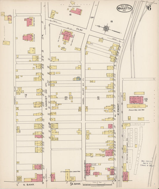 Sanborn Fire Insurance Map from Marietta, Lancaster County, Pennsylvania (1922), Sheet #0006 - Historic Sanborn Fire Insurance Map Print, vintage old map wall art, antique decor, genealogy gift, Pennsylvania Pennsylvania map