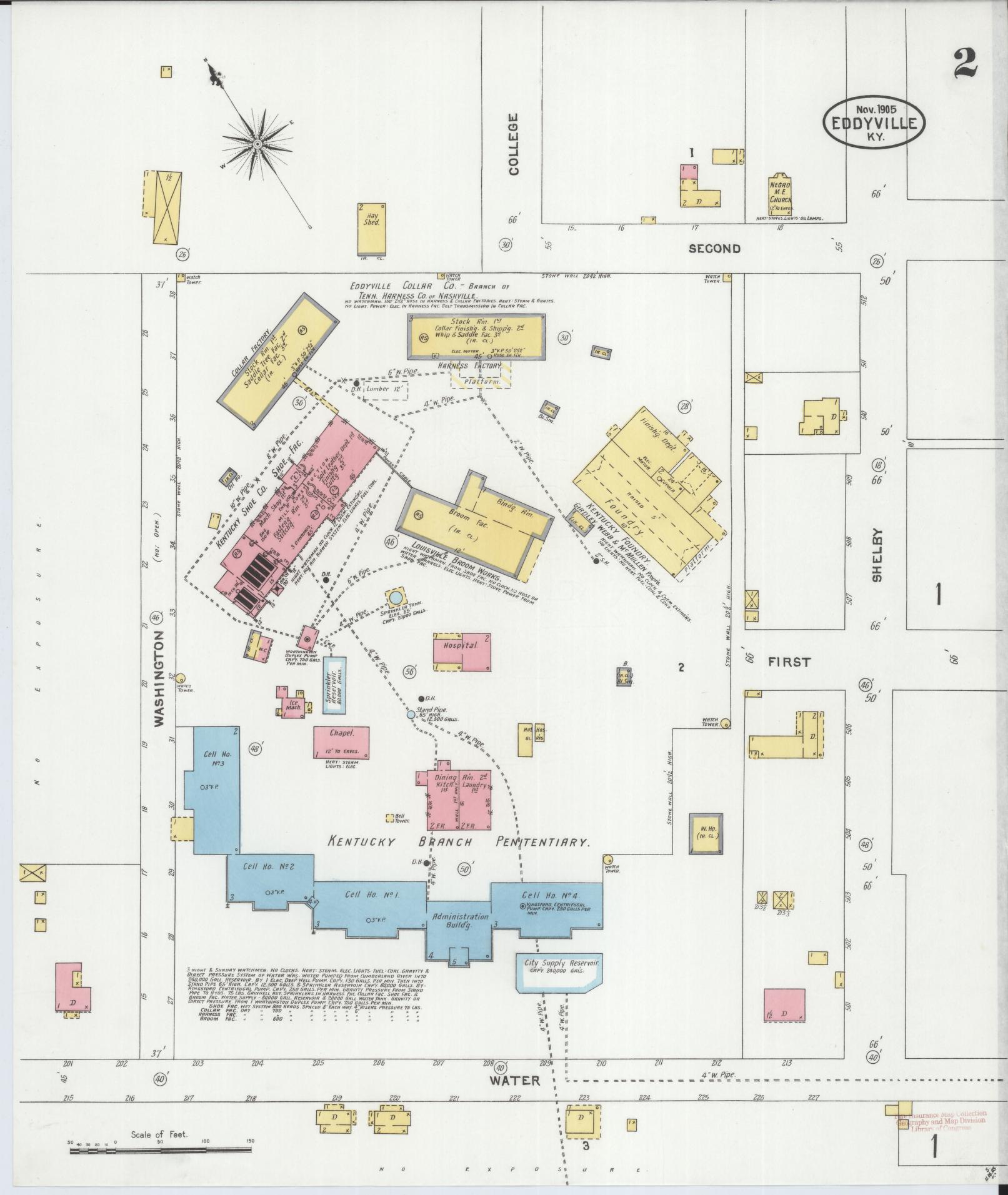 Sanborn Fire Insurance Map from Eddyville, Lyon County, Kentucky (1905), Sheet #0002 - Complete Map Set gallery image, historic Sanborn map, vintage wall art, Kentucky Kentucky