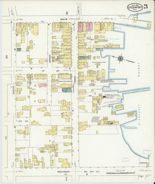 Sanborn Fire Insurance Map from Greenport, Suffolk County, New York (1909), Sheet #0003 - Historic Sanborn Fire Insurance Map Print, vintage old map wall art, antique decor, genealogy gift, New York New York map