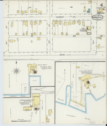 Sanborn Fire Insurance Map from Frankfort, Benzie County, Michigan (1893), Sheet #0004 - Complete Map Set gallery image, historic Sanborn map, vintage wall art, Michigan Michigan