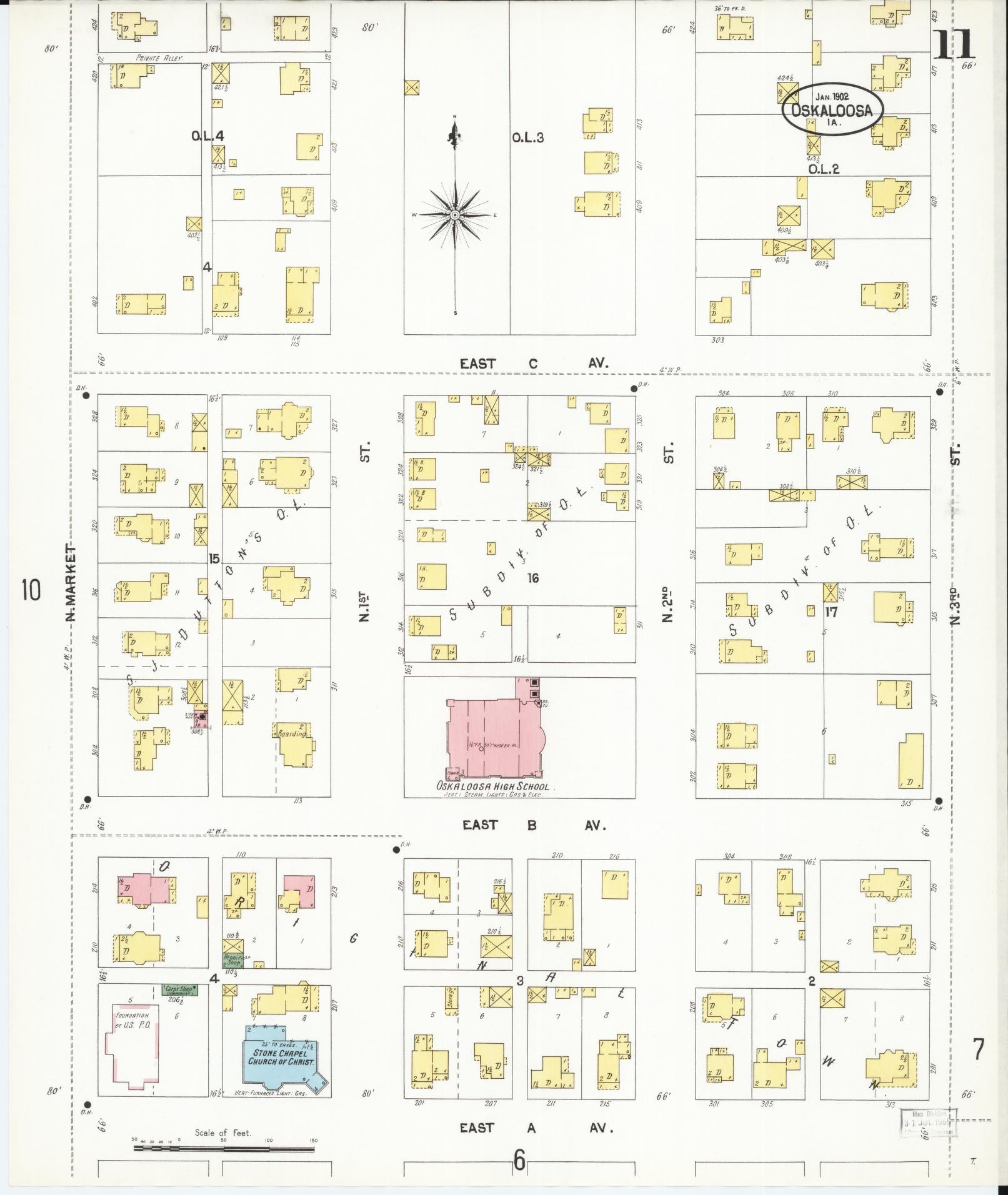 Sanborn Fire Insurance Map from Oskaloosa, Mahaska County, Iowa (1902), Sheet #0011 - Historic Sanborn Fire Insurance Map Print
