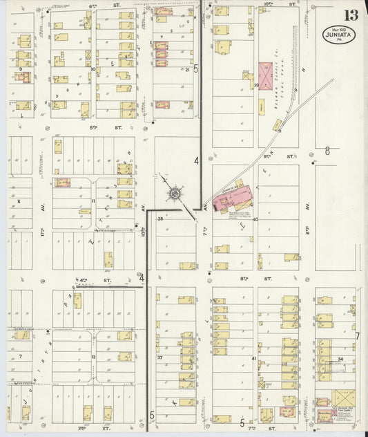 Sanborn Fire Insurance Map from Juniata, Blair County, Pennsylvania (1910), Sheet #0013 - Historic Sanborn Fire Insurance Map Print, vintage old map wall art, antique decor, genealogy gift, Pennsylvania Pennsylvania map