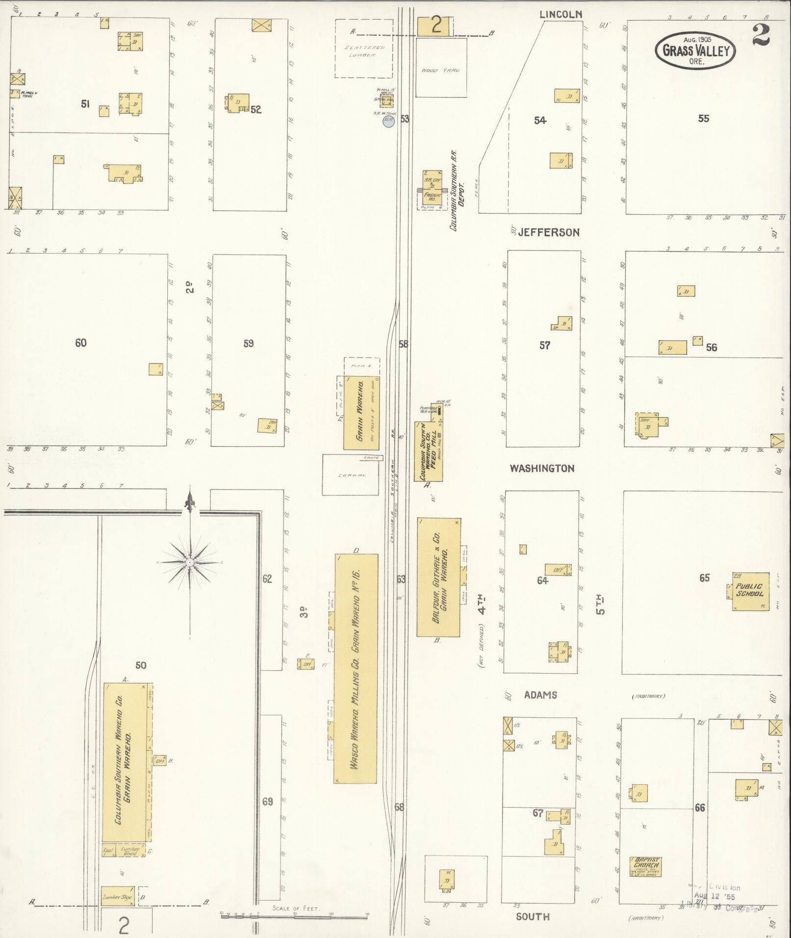 Sanborn Fire Insurance Map from Grass Valley, Sherman County, Oregon (1905), Sheet #0002 - Complete Map Set gallery image, historic Sanborn map, vintage wall art, Oregon Oregon
