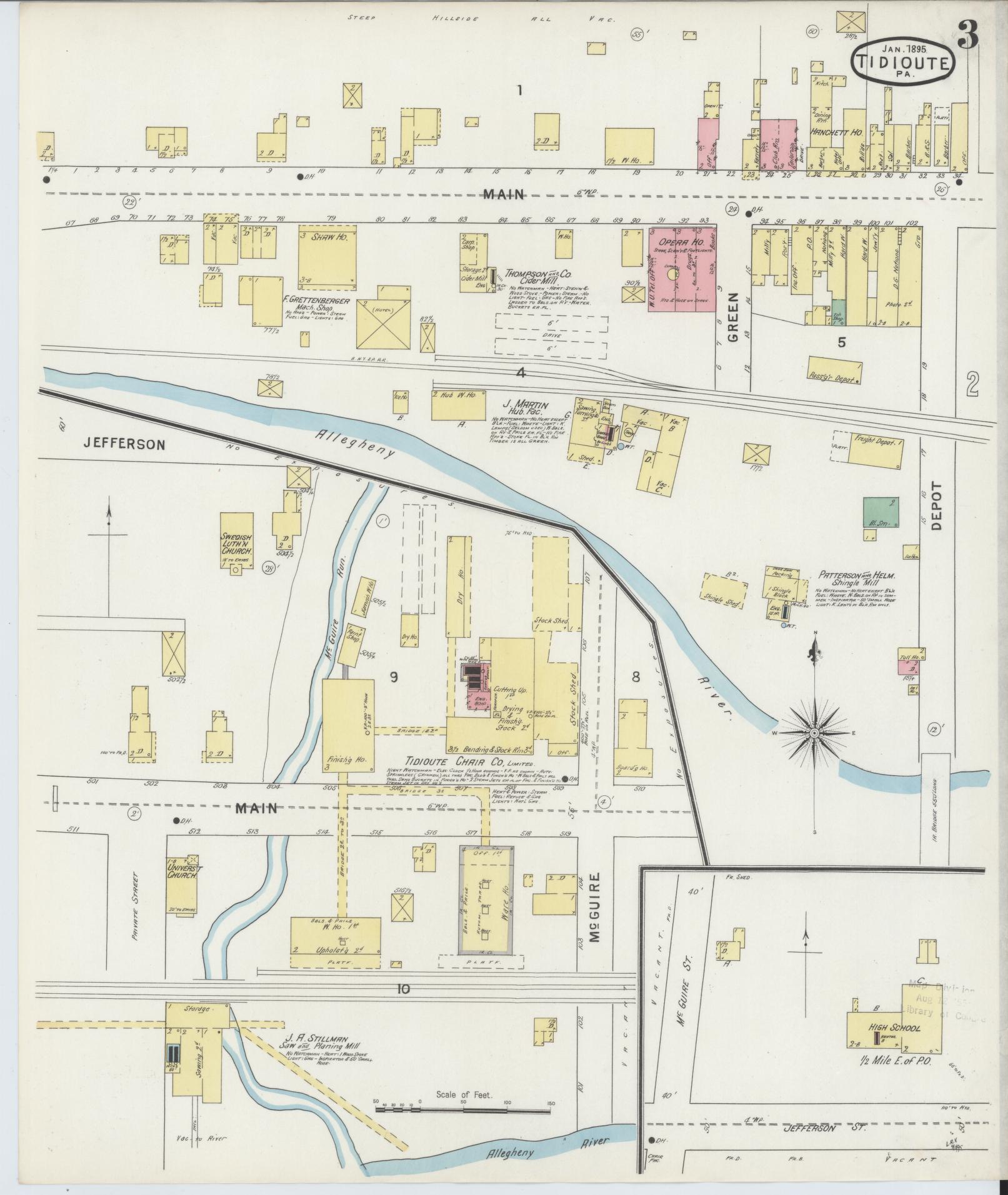 Sanborn Fire Insurance Map from Tidioute, Warren County, Pennsylvania (1895), Sheet #0003 - Complete Map Set gallery image, historic Sanborn map, vintage wall art, Pennsylvania Pennsylvania