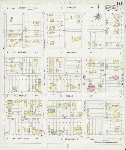 Sanborn Fire Insurance Map from Guthrie, Logan County, Oklahoma (1895), Sheet #0010 - Complete Map Set gallery image, historic Sanborn map, vintage wall art, Oklahoma Oklahoma