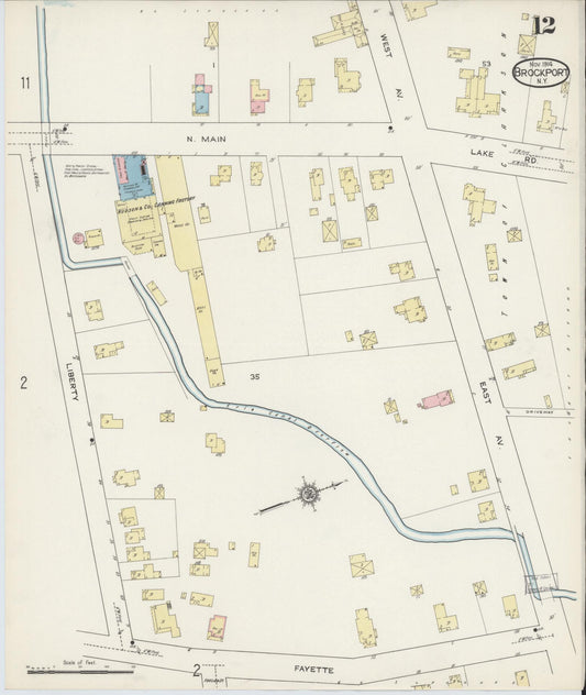 Sanborn Fire Insurance Map from Brockport, Monroe County, New York (1914), Sheet #0012 - Historic Sanborn Fire Insurance Map Print, vintage old map wall art, antique decor, genealogy gift, New York New York map
