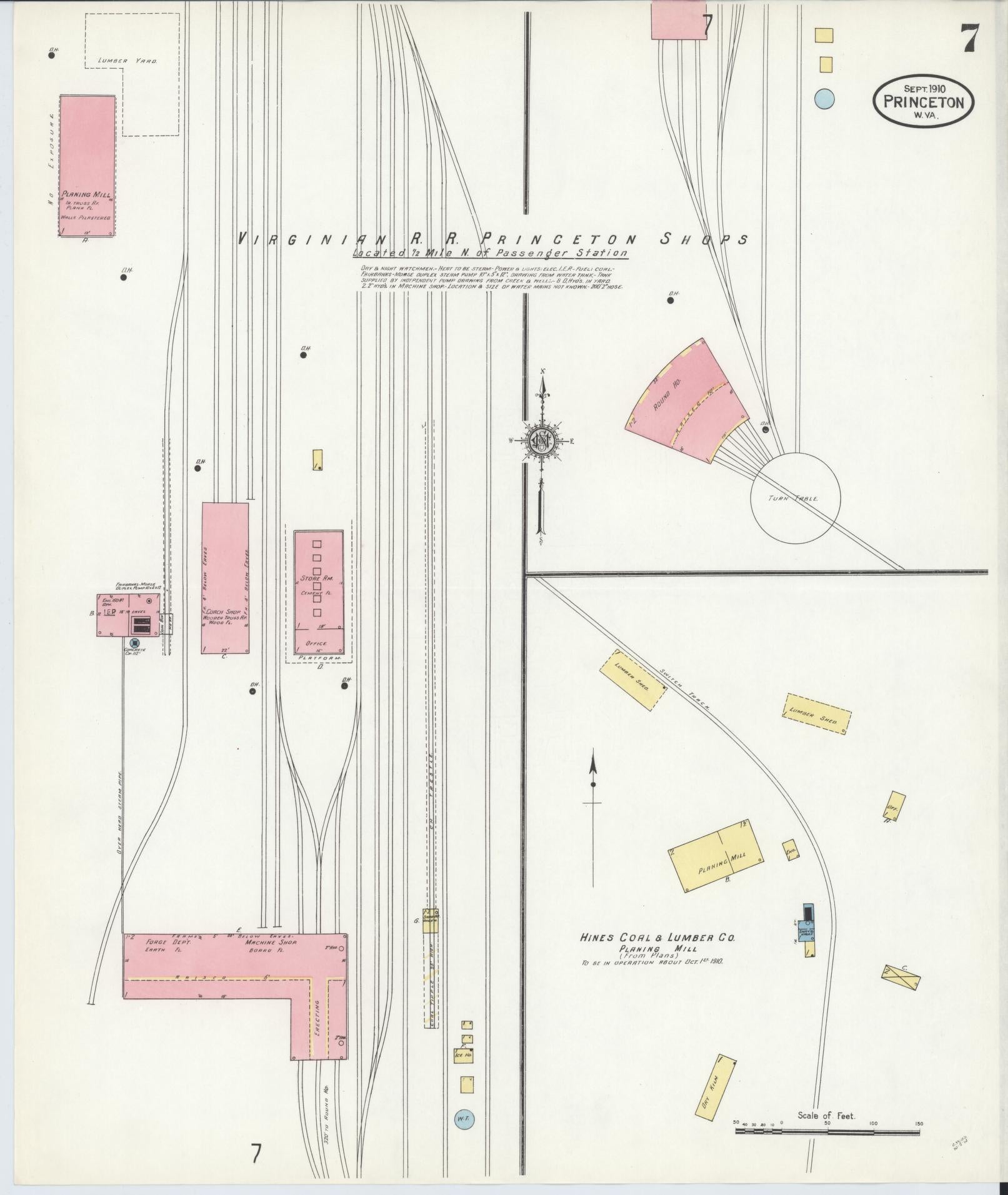 Sanborn Fire Insurance Map from Princeton, Mercer County, West Virginia (1910), Sheet #0007 - Complete Map Set gallery image, historic Sanborn map, vintage wall art, West Virginia West Virginia