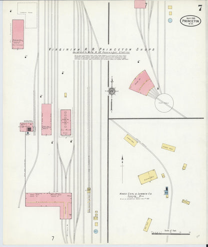 Sanborn Fire Insurance Map from Princeton, Mercer County, West Virginia (1910), Sheet #0007 - Complete Map Set gallery image, historic Sanborn map, vintage wall art, West Virginia West Virginia