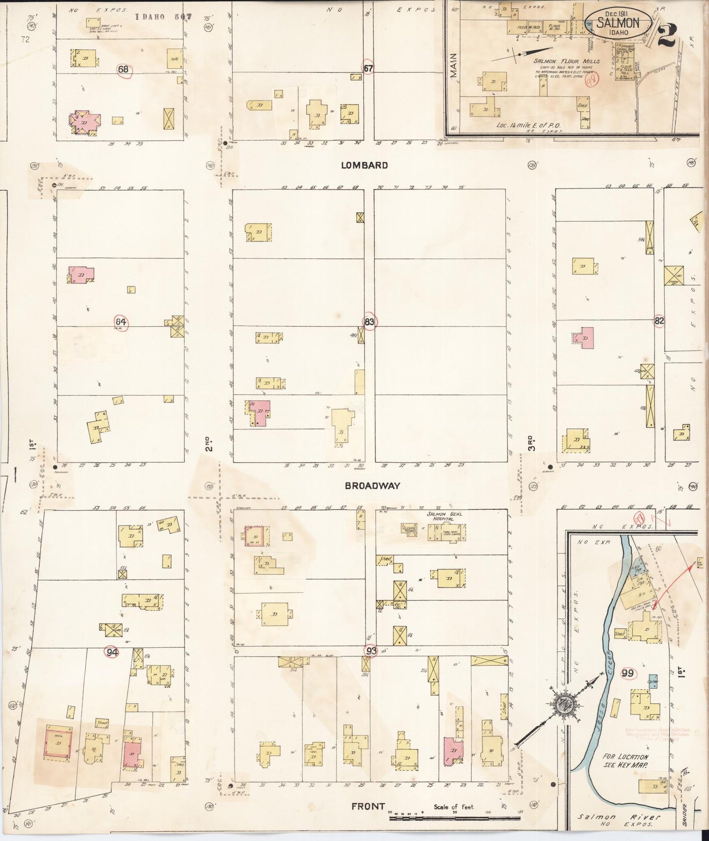 Sanborn Fire Insurance Map from Salmon City, Lemhi County, Idaho (1911), Sheet #0002 - Complete Map Set gallery image, historic Sanborn map, vintage wall art, Idaho Idaho