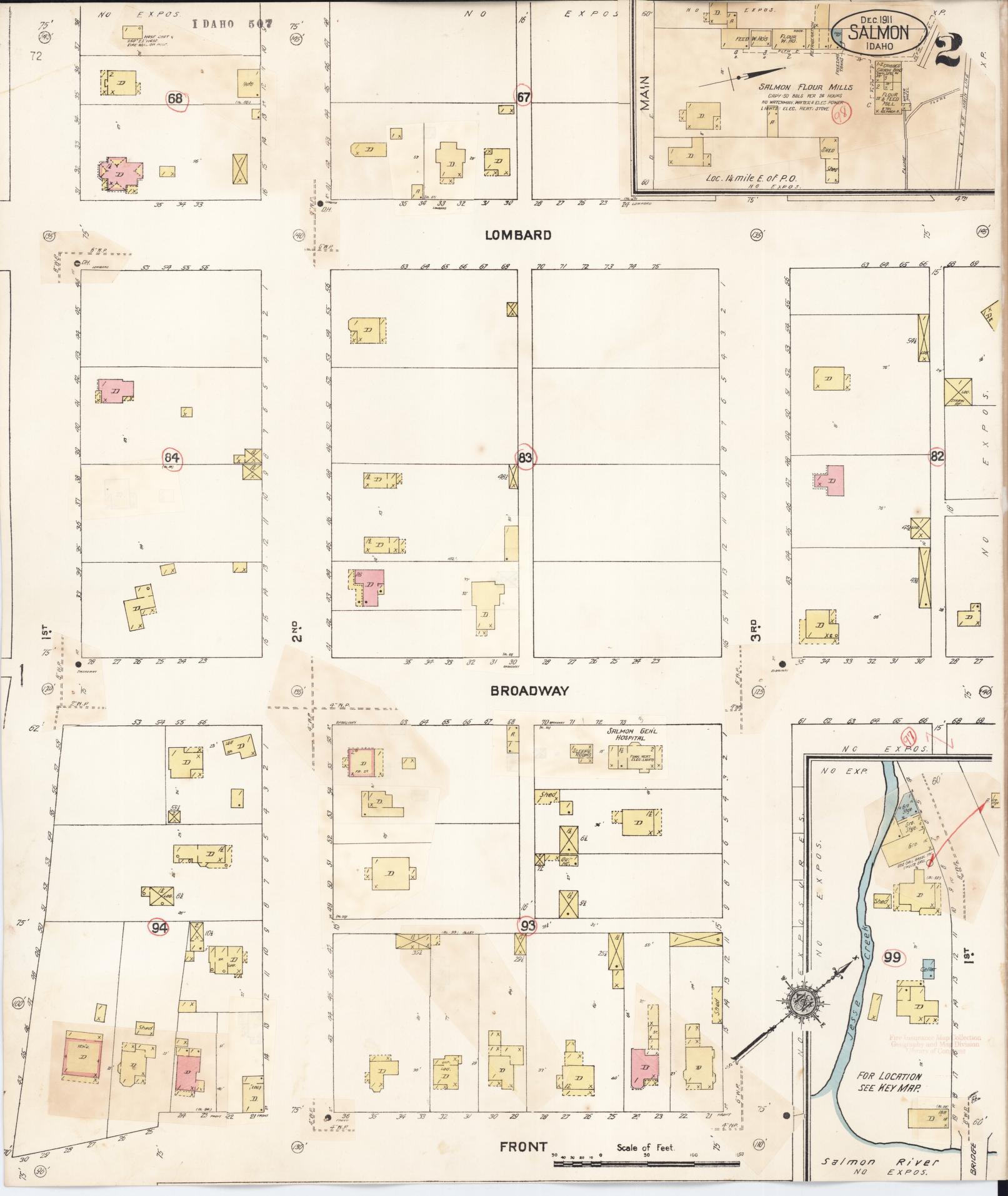 Sanborn Fire Insurance Map from Salmon City, Lemhi County, Idaho (1911), Sheet #0002 - Complete Map Set gallery image, historic Sanborn map, vintage wall art, Idaho Idaho