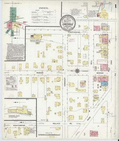 Sanborn Fire Insurance Map from Linesville, Crawford County, Pennsylvania (1911), Sheet #0001 - Complete Map Set gallery image, historic Sanborn map, vintage wall art, Pennsylvania Pennsylvania